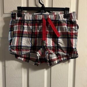 Old Navy Red White Navy Plaid Lounge Shorts with Red Drawstring